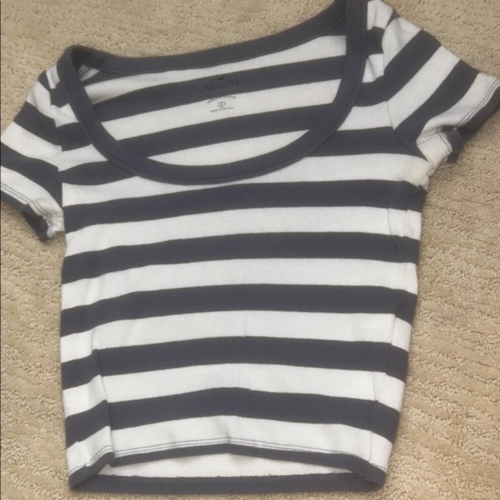 Hollister Classic Navy and White Striped Tee